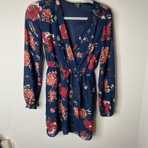 Lulu’s • Size XS Navy Floral Print Dress